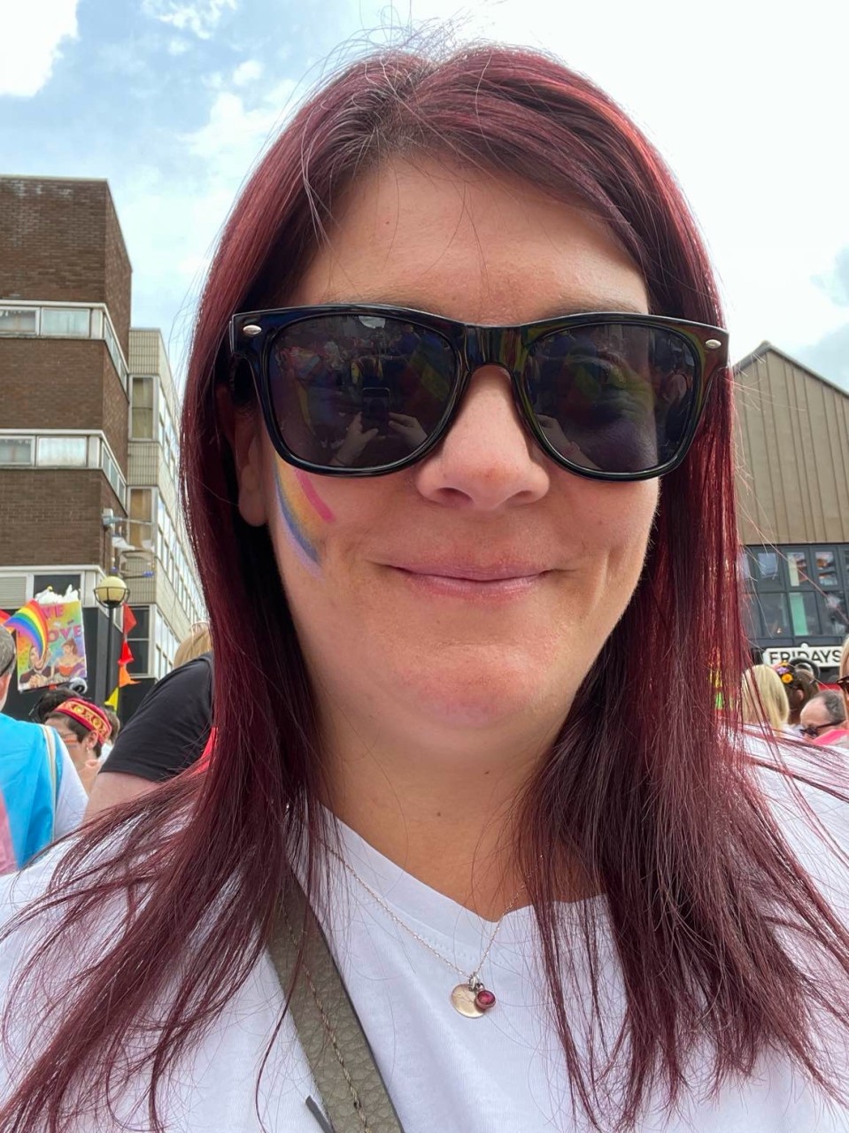 Emma at a Pride event